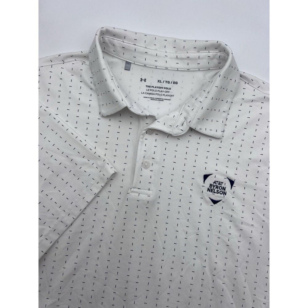 Under Armour‎ The Playoff Polo Shirt Mens Sz 2XL White All Over Print Geometric